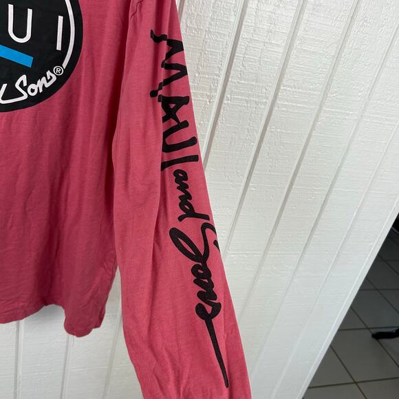 Maui and Sons Men Retro Surf Skater Long Sleeve Graphic Tshirt Red Size Large - Picture 4 of 6